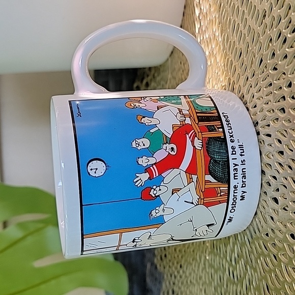 The Far Side by Gary Larson 1986 My Brain is Full Cartoon Comic Theme Mug/Cup - Picture 2 of 8